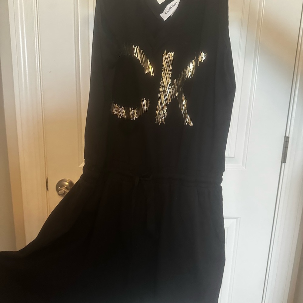 Calvin Klein Black Romper with Gold Logo